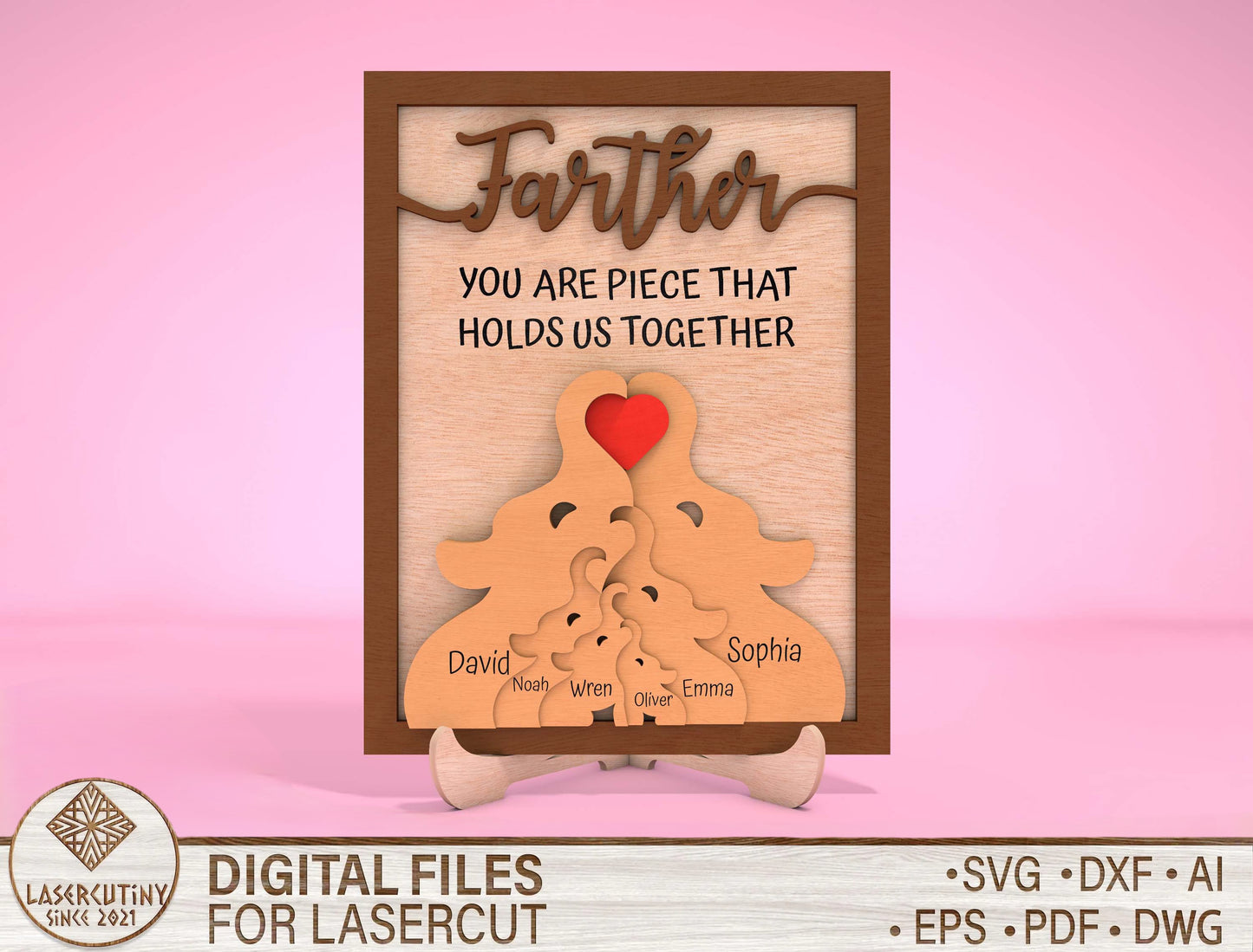 "You Are The Piece That Holds Us Together" Puzzle SVG for Glowforge