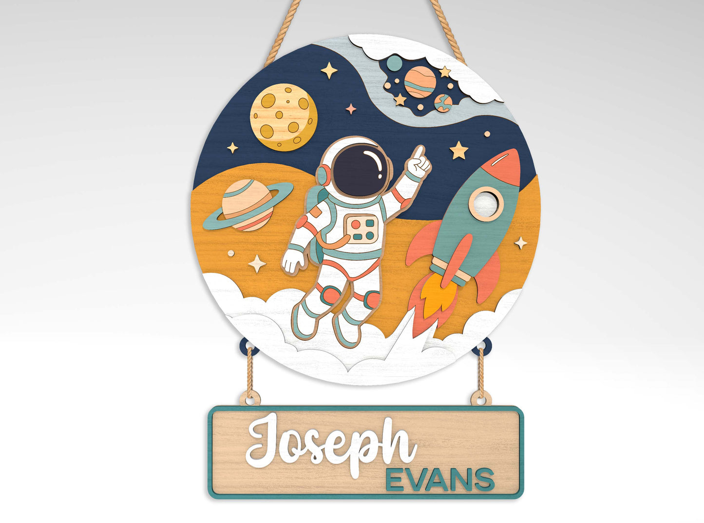 Personalized Space Nursery Sign SVG for Glowforge and LightBurn