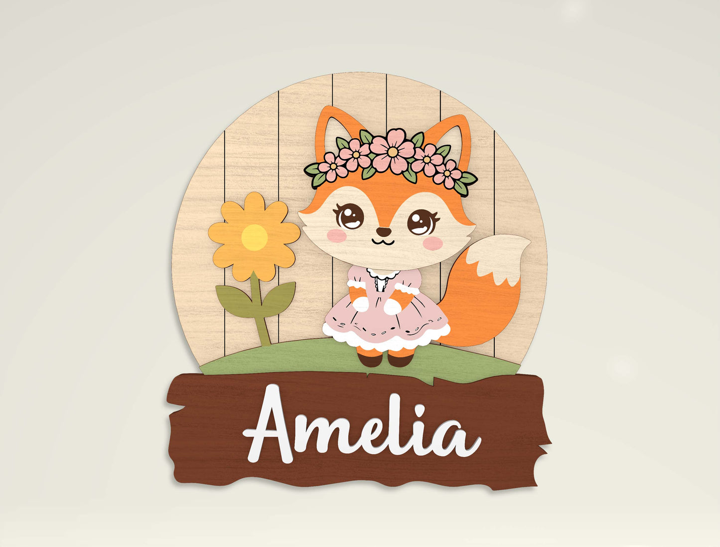 Personalized Cute Animal Name Sign SVG for Glowforge and LightBurn