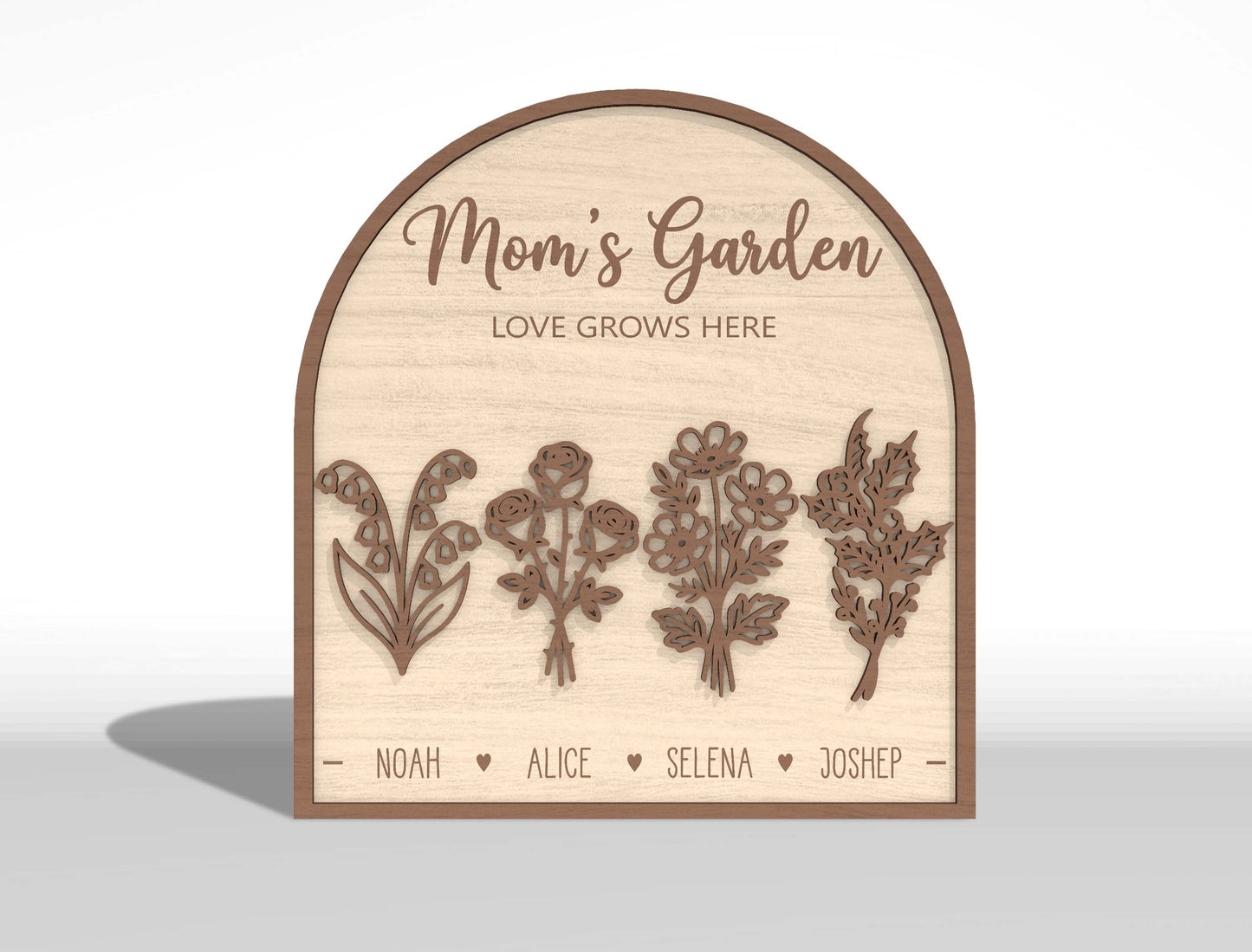 Personalized Mom Garden Custom Family Name Flower SVG for xTool and LightBurn