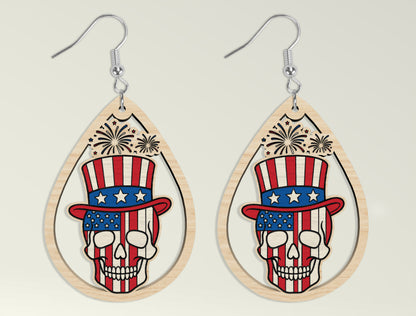 Patriotic Teardrop Earring SVG Bundle Laser Cut File for Glowforge