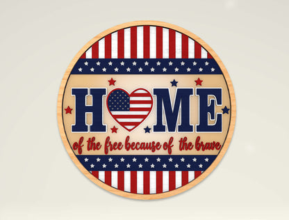 Patriotic Round Sign SVG Bundle Laser Cut File for Glowforge