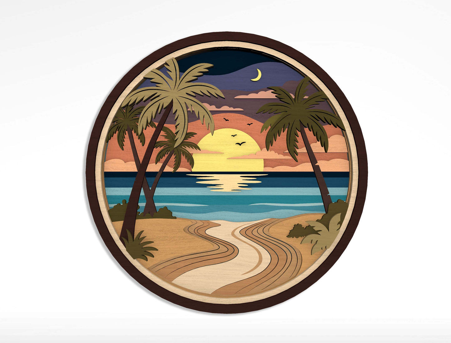 Summer Beach Laser Cut File Bundle for Glowforge xTool LightBurn 12 Multilayer Tropical SVG Designs