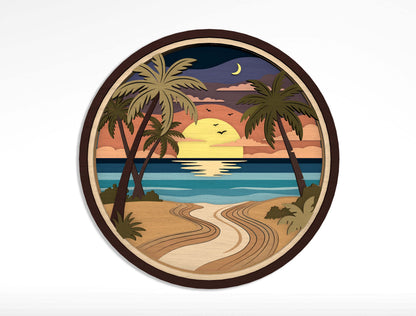 Summer Beach Laser Cut File Bundle for Glowforge xTool LightBurn 12 Multilayer Tropical SVG Designs