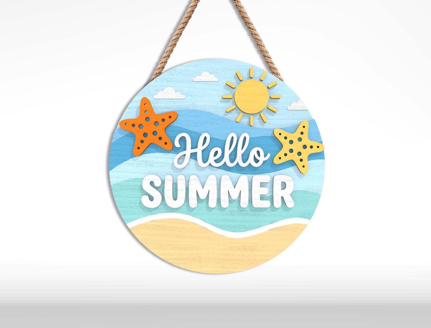 Hello Summer Sign Bundle SVG Laser Cut File for Glowforge and LightBurn