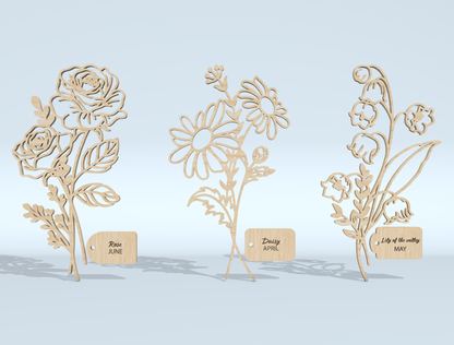 Floral Bouquet Holder SVG Bundle Mother Teacher Gift Laser Cut File for Glowforge and xTool