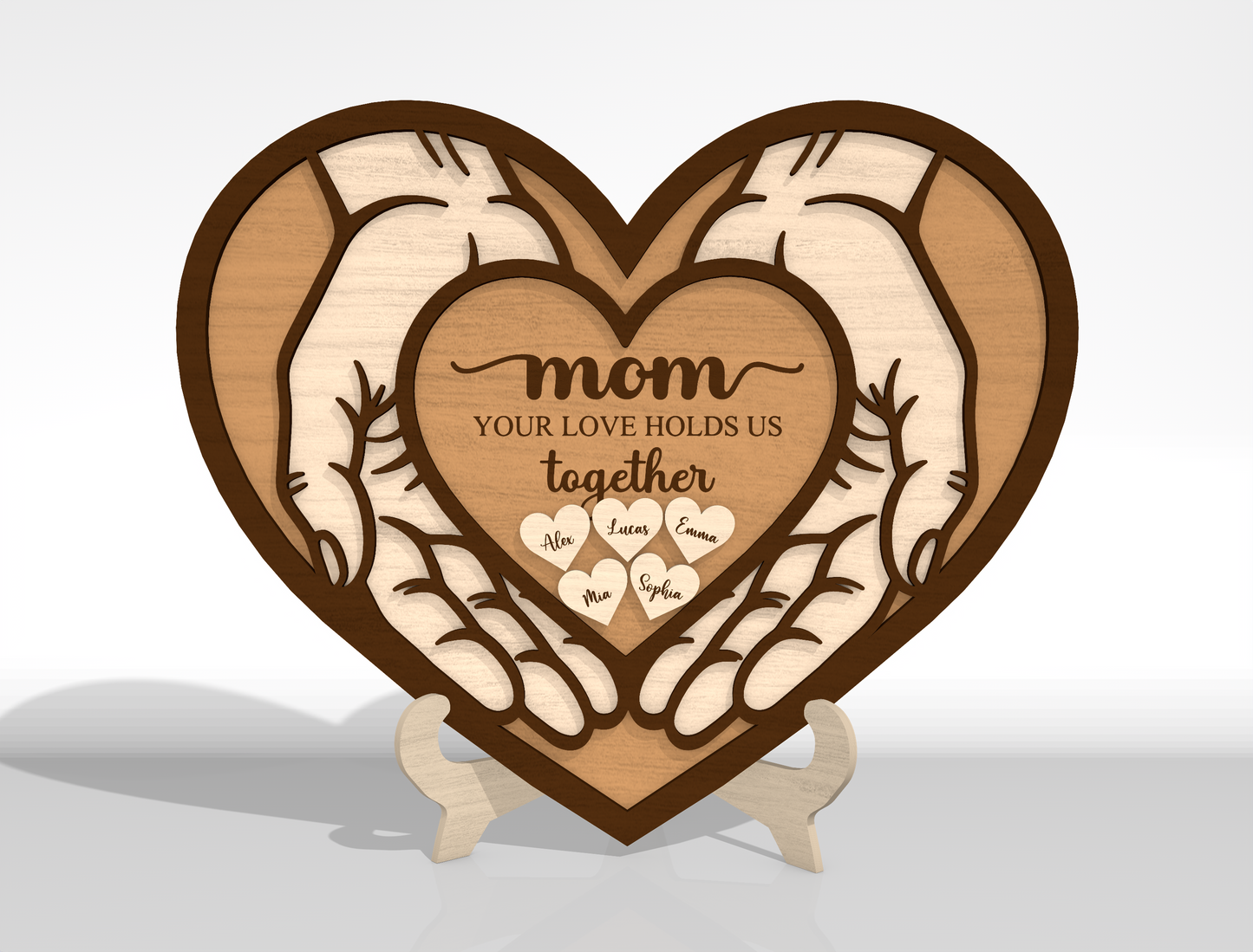 Mom Heart Hands SVG Bundle Mother's Day Laser Cut File for xTool and Glowforge