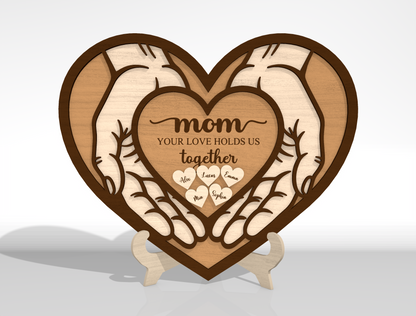 Mom Heart Hands SVG Bundle Mother's Day Laser Cut File for xTool and Glowforge