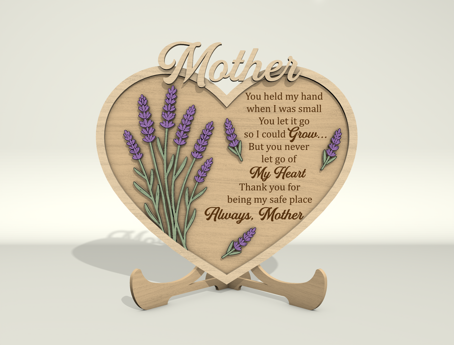 Mother Heart Sign SVG Bundle Floral Mom Gift Laser Cut File for LightBurn and Glowforge