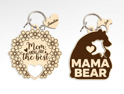 Mother's Day Keychain Gift SVG Bundle Laser Cut File for Glowforge and xTool