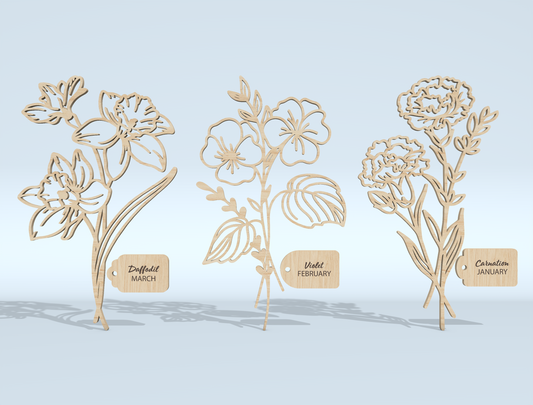 Floral Bouquet Holder SVG Bundle Mother Teacher Gift Laser Cut File for Glowforge and xTool