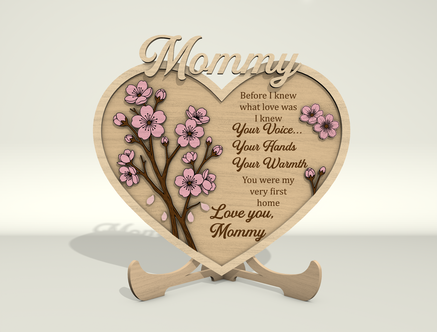 Mother Heart Sign SVG Bundle Floral Mom Gift Laser Cut File for LightBurn and Glowforge
