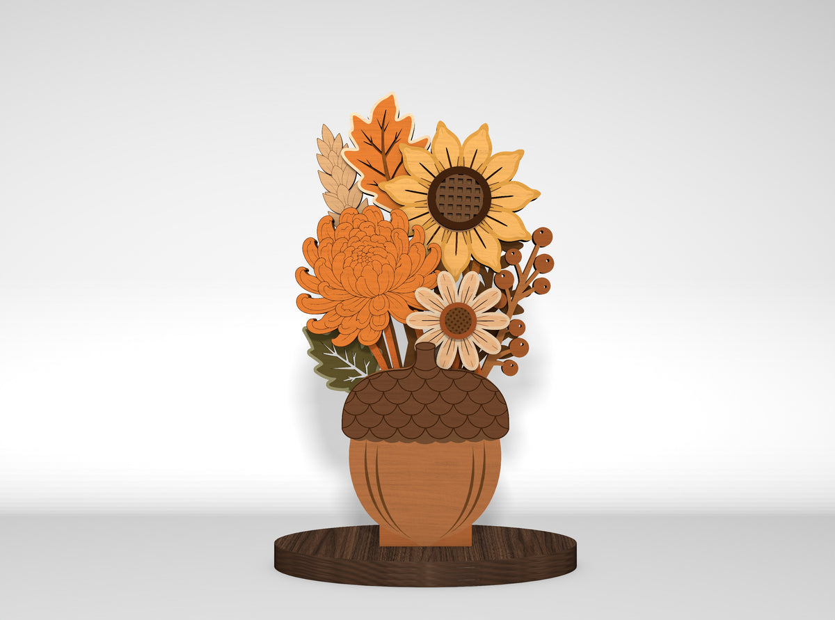 Fall Flower Vase SVG Bundle Glowforge xTool LightBurn