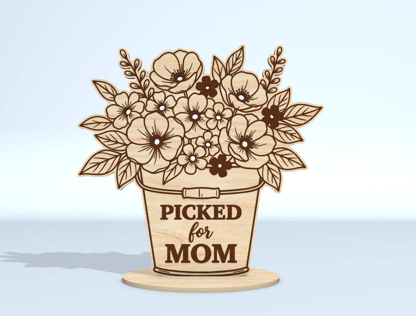 Mother's Day Flower Holder SVG Bundle Freestanding Floral Laser Cut File for LightBurn and xTool