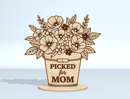 Mother's Day Flower Holder SVG Bundle Freestanding Floral Laser Cut File for LightBurn and xTool