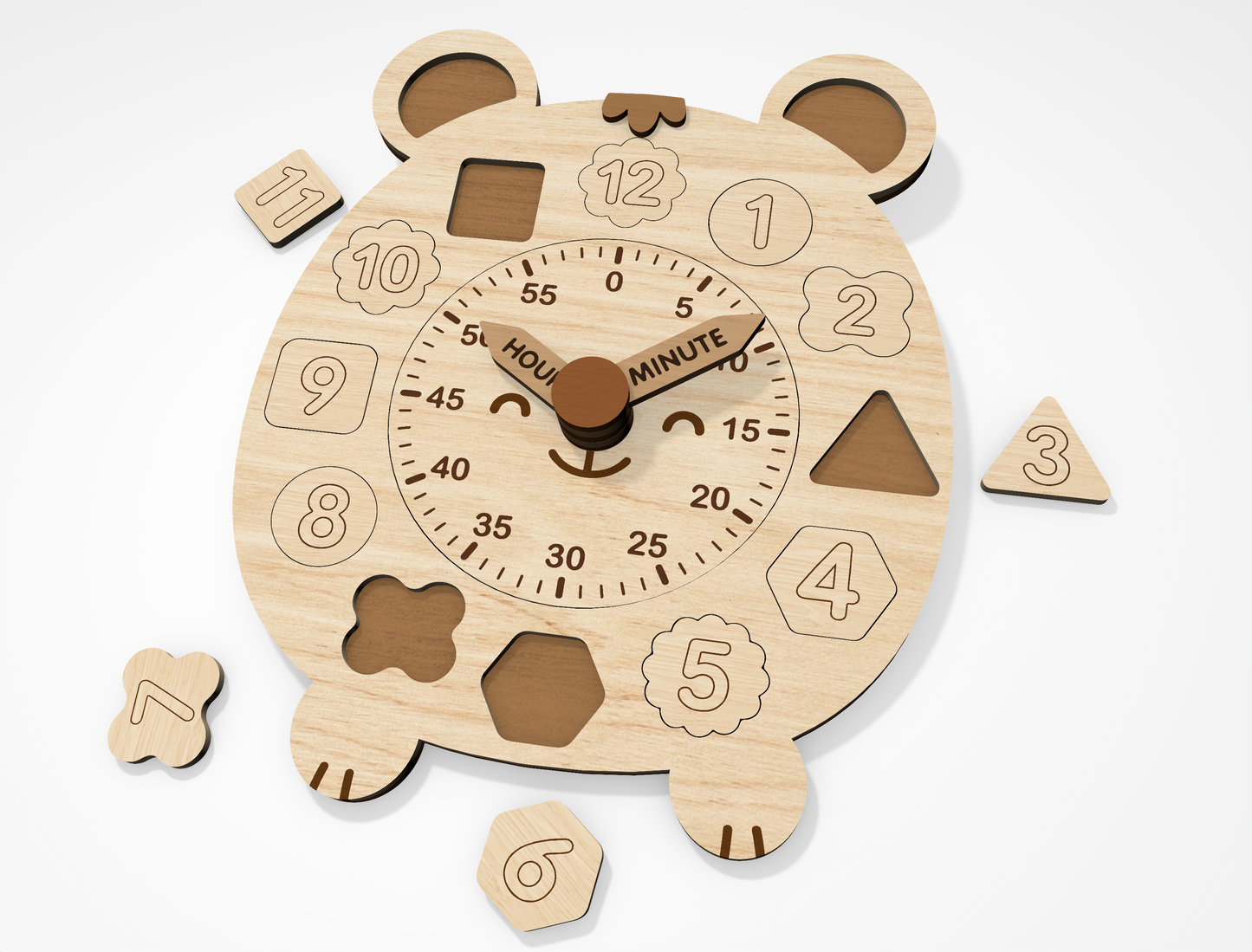 8 Animal Puzzle Clock SVG Bundle Educational Laser Cut File for Glowforge