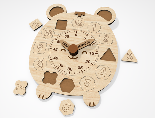 8 Animal Puzzle Clock SVG Bundle Educational Laser Cut File for Glowforge