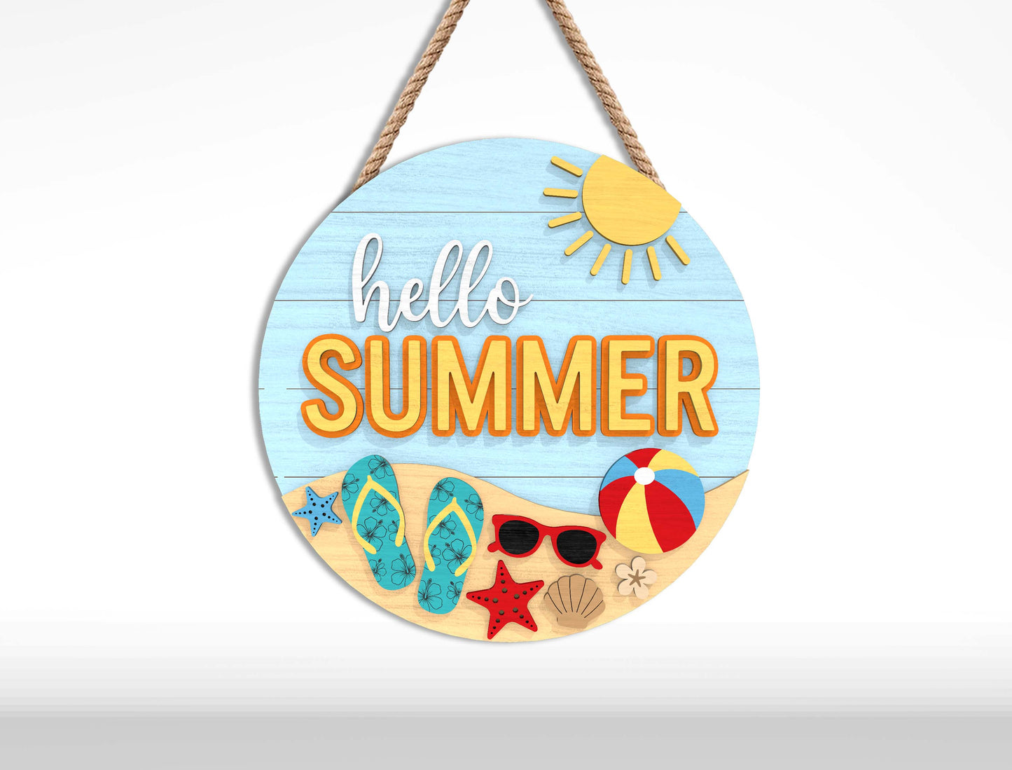 Hello Summer Sign Bundle SVG Laser Cut File for Glowforge and LightBurn