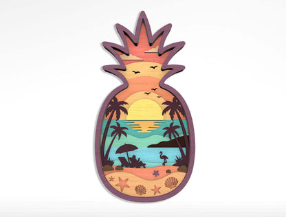 Summer Beach Laser Cut File Bundle for Glowforge xTool LightBurn 12 Multilayer Tropical SVG Designs