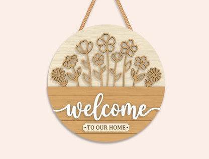 Floral Welcome Door Hanger SVG Bundle 10 Designs for Glowforge and xTool