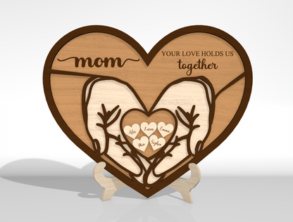 Mom Heart Hands SVG Bundle Mother's Day Laser Cut File for xTool and Glowforge