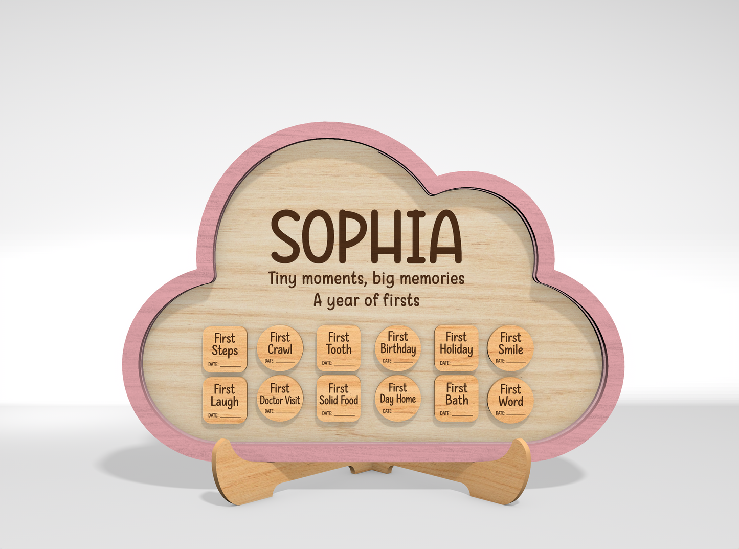 Baby Milestone Memory Bank SVG Laser Cut File for Glowforge