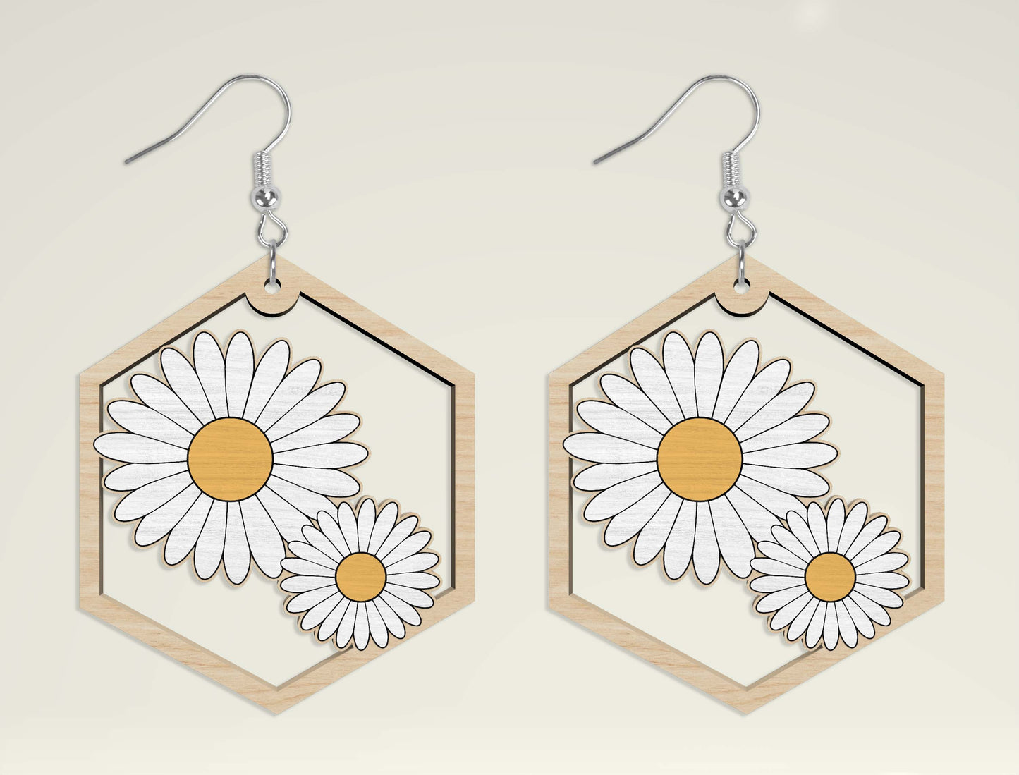 Floral Wooden Dangle Earrings SVG Bundle | Teardrop Arch Circle Flower Earrings Set | Laser Cut File