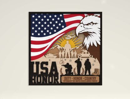 Patriotic Eagle Multilayer Laser Cut File Bundle for Glowforge xTool LightBurn USA Veteran SVG 5 Designs