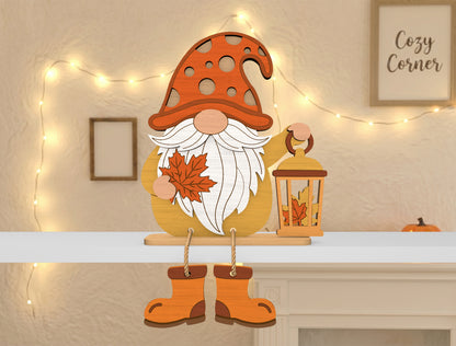 Fall Gnome Shelf Sitter SVG Bundle for Glowforge xTool LightBurn 10 Designs
