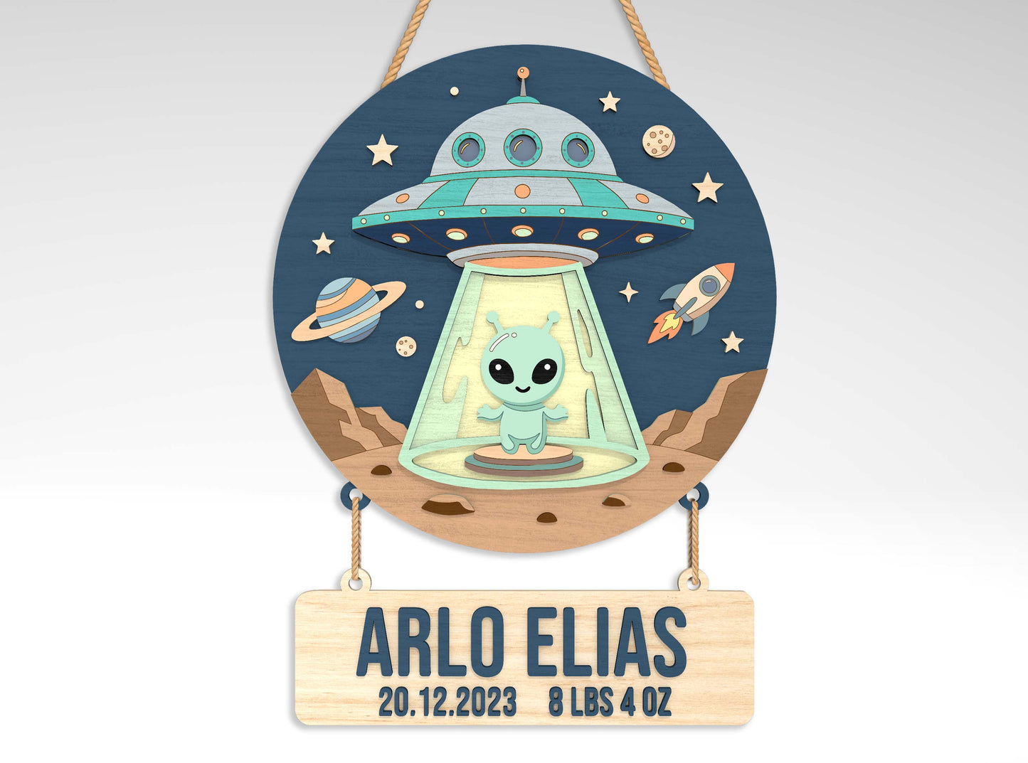 Personalized Space Nursery Sign SVG for Glowforge and LightBurn
