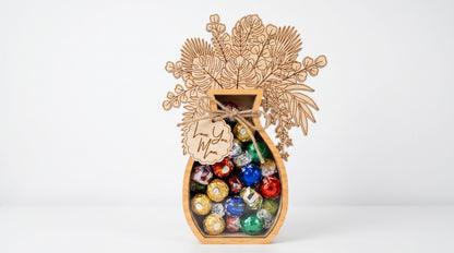 Mother's Day Flower Vase Candy Holder SVG 3D Bouquet Jar Laser Cut File for Glowforge and xTool