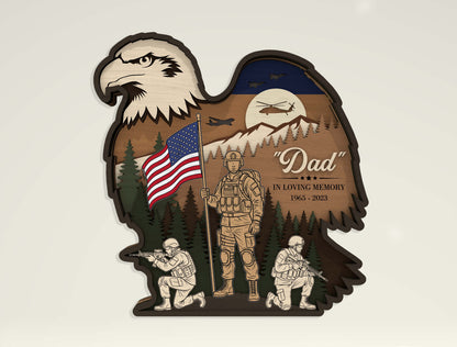 Patriotic Eagle Multilayer Laser Cut File Bundle for Glowforge xTool LightBurn USA Veteran SVG 5 Designs