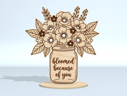 Mother's Day Flower Holder SVG Bundle Freestanding Floral Laser Cut File for LightBurn and xTool