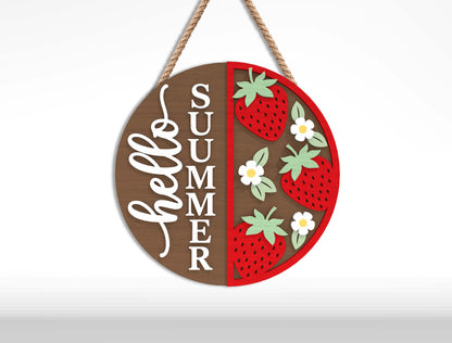 Hello Summer Sign Bundle SVG Laser Cut File for Glowforge and LightBurn