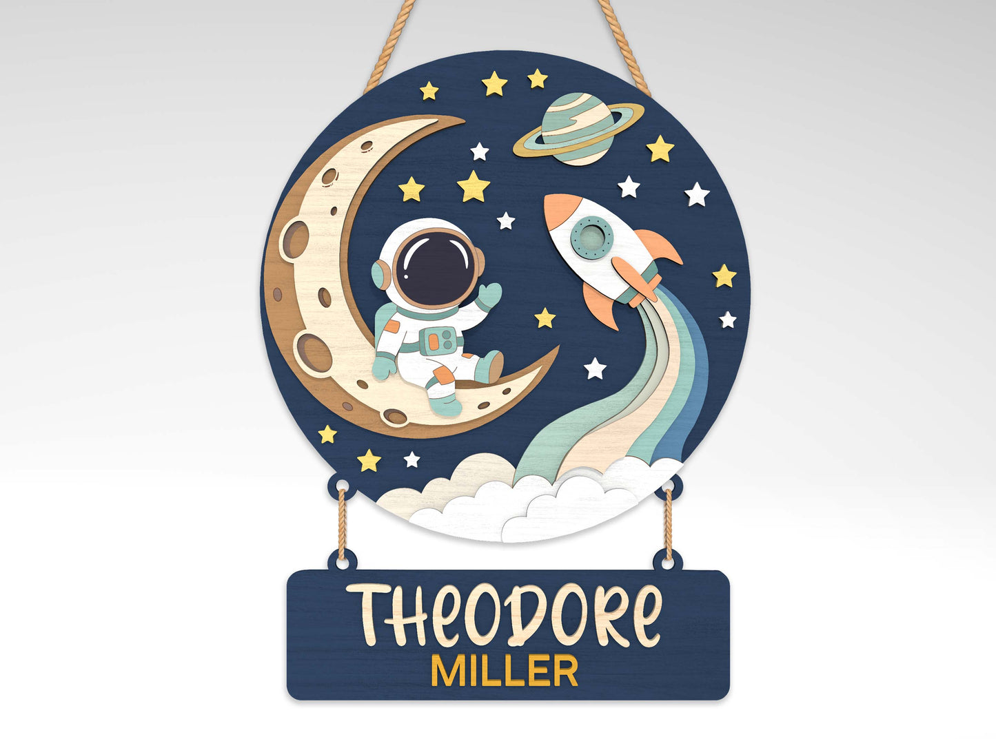 Personalized Space Nursery Sign SVG for Glowforge and LightBurn