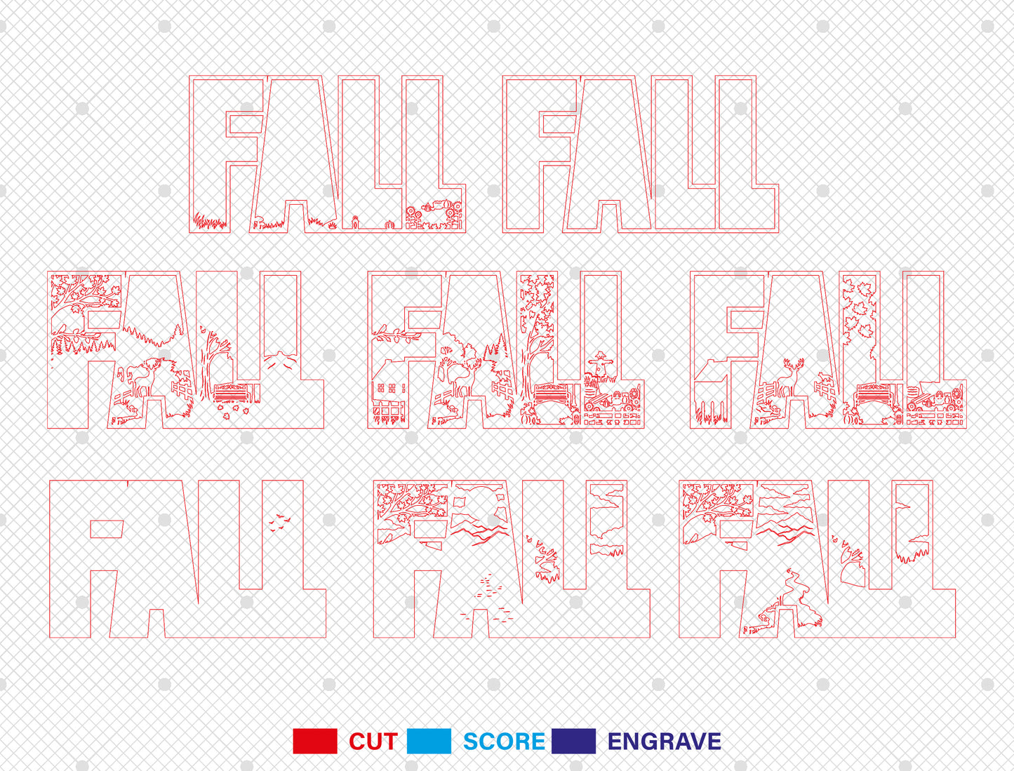 FALL Multilayer Letter Shadow Box SVG for Glowforge xTool LightBurn