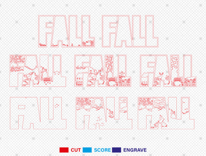 FALL Multilayer Letter Shadow Box SVG for Glowforge xTool LightBurn