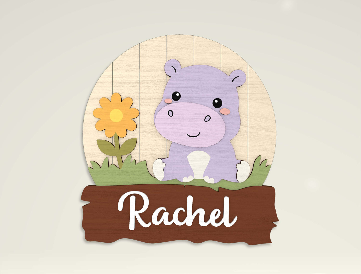 Personalized Cute Animal Name Sign SVG for Glowforge and LightBurn