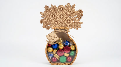 Mother's Day Flower Vase Candy Holder SVG 3D Bouquet Jar Laser Cut File for Glowforge and xTool