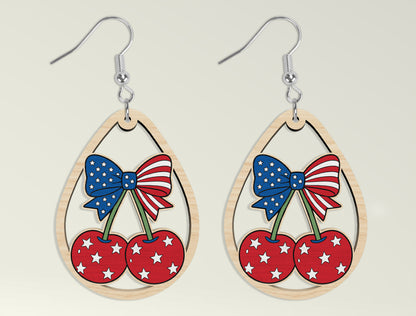 Patriotic Teardrop Earring SVG Bundle Laser Cut File for Glowforge