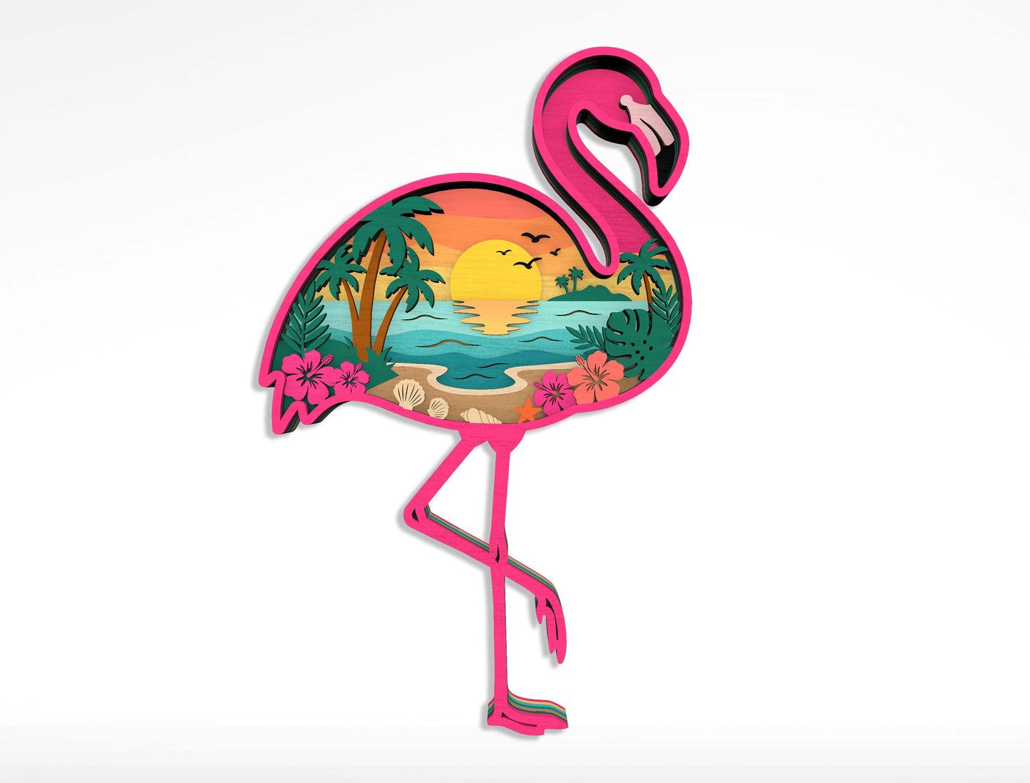Summer Beach Laser Cut File Bundle for Glowforge xTool LightBurn 12 Multilayer Tropical SVG Designs
