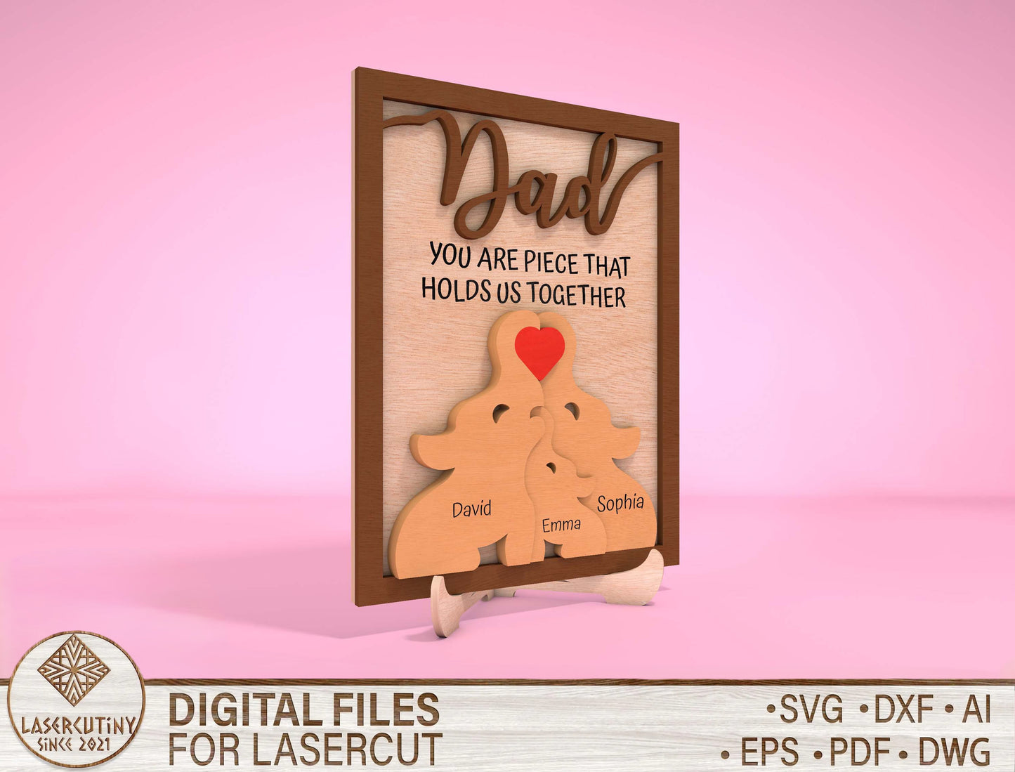 "You Are The Piece That Holds Us Together" Puzzle SVG for Glowforge