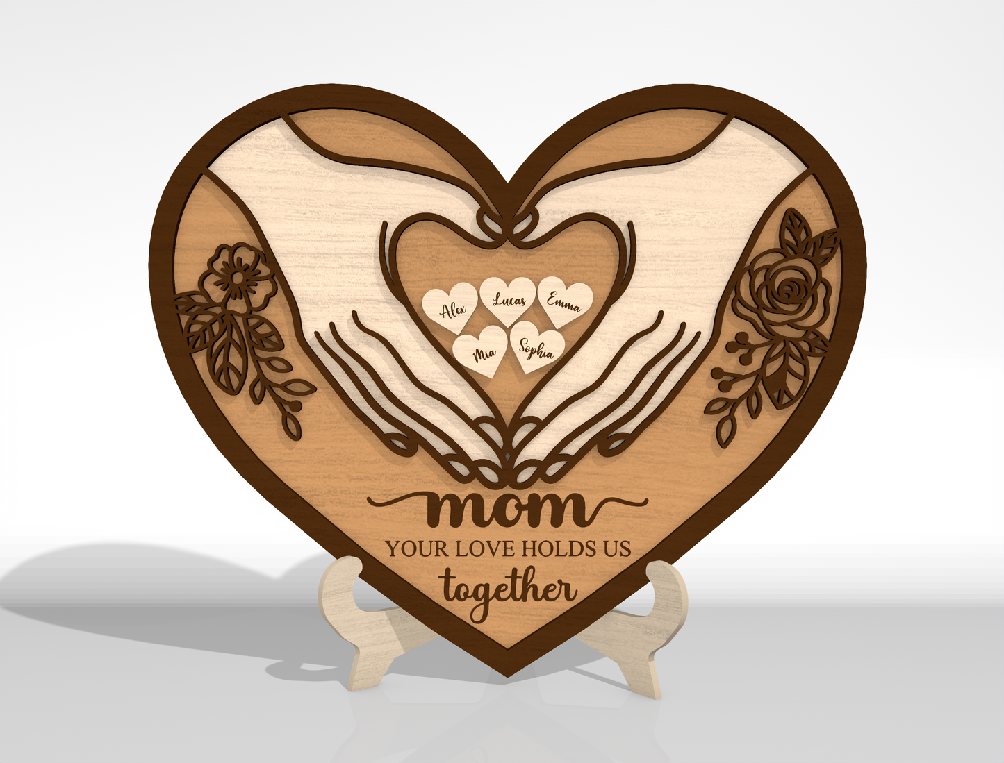 Mom Heart Hands SVG Bundle Mother's Day Laser Cut File for xTool and Glowforge