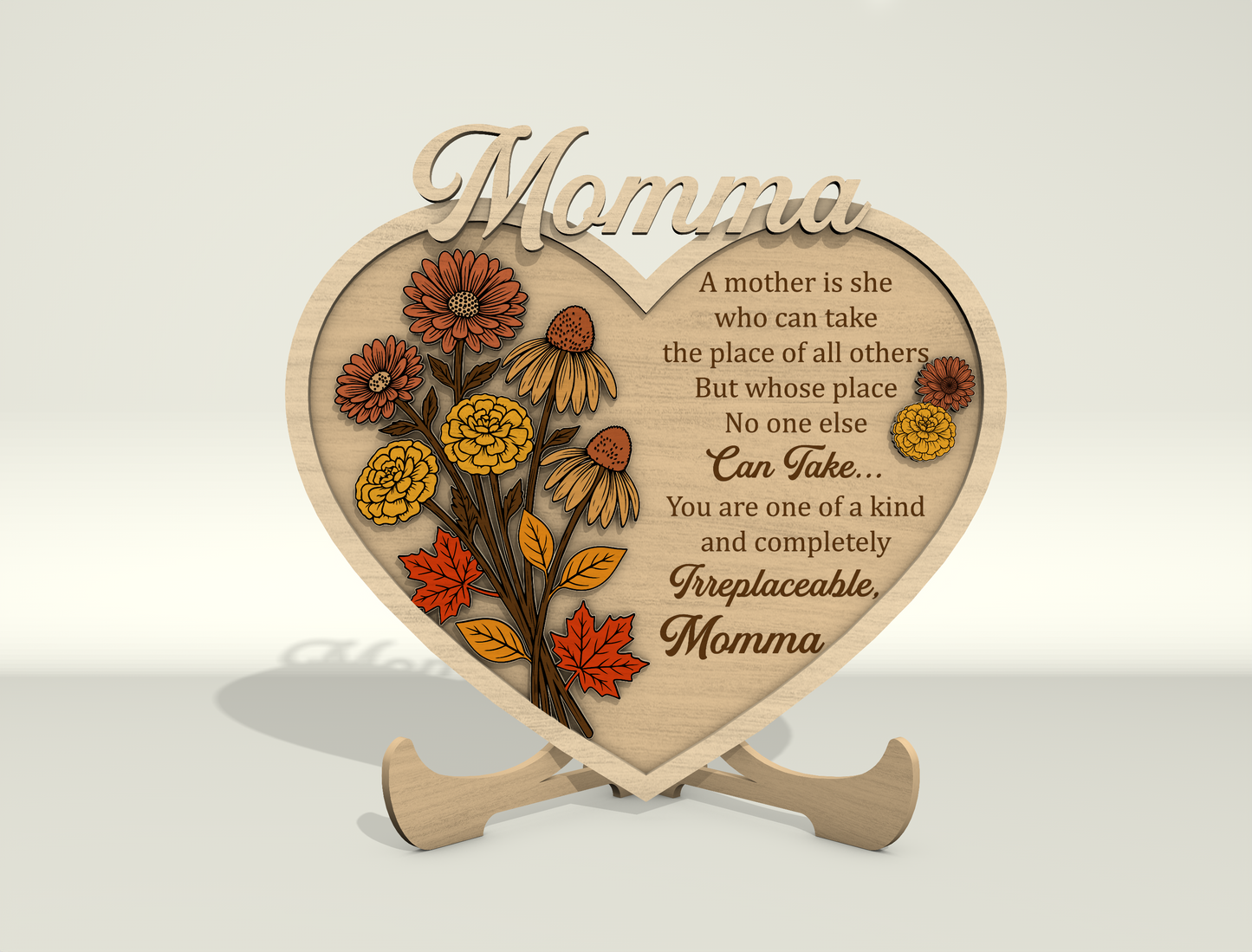 Mother Heart Sign SVG Bundle Floral Mom Gift Laser Cut File for LightBurn and Glowforge