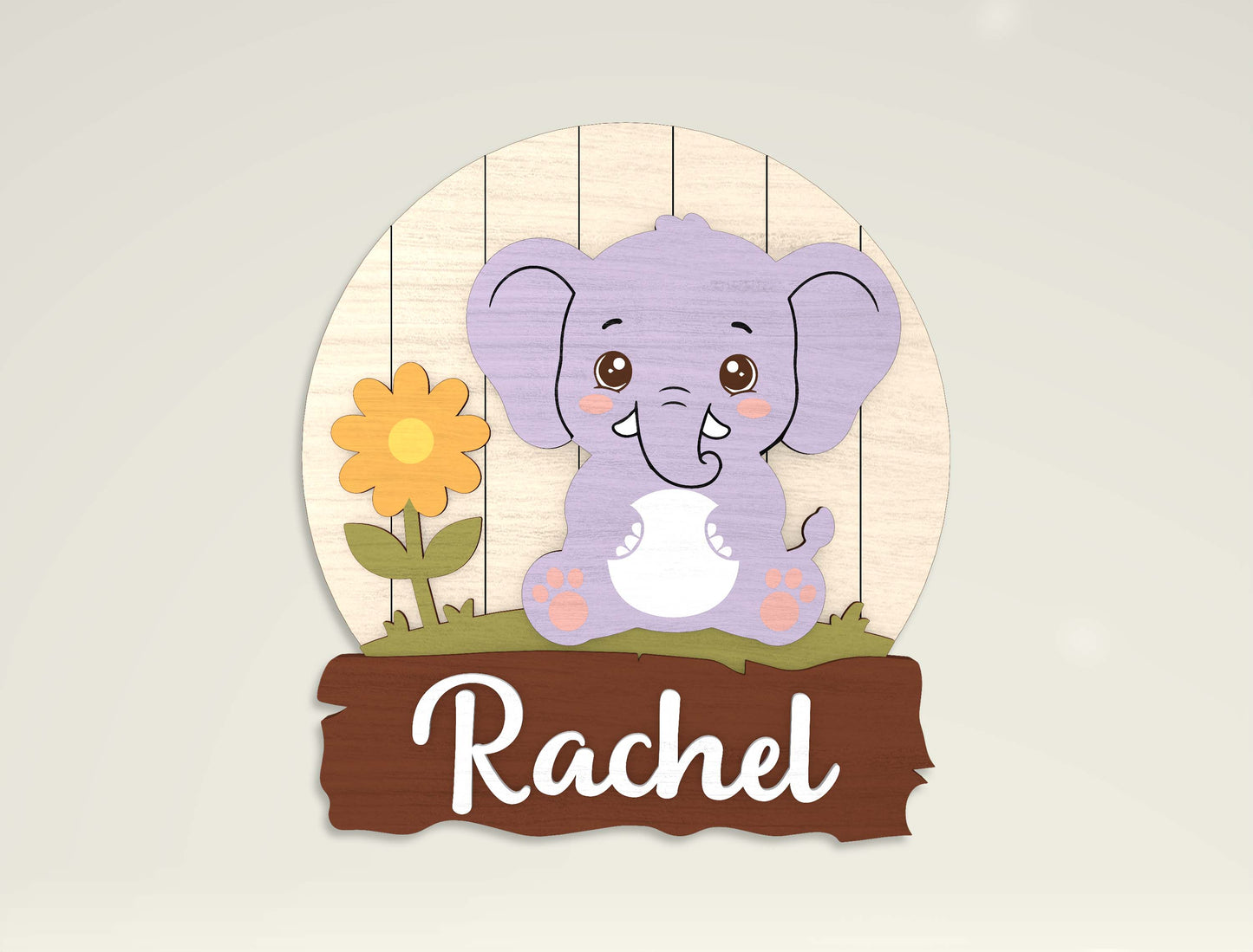 Personalized Cute Animal Name Sign SVG for Glowforge and LightBurn