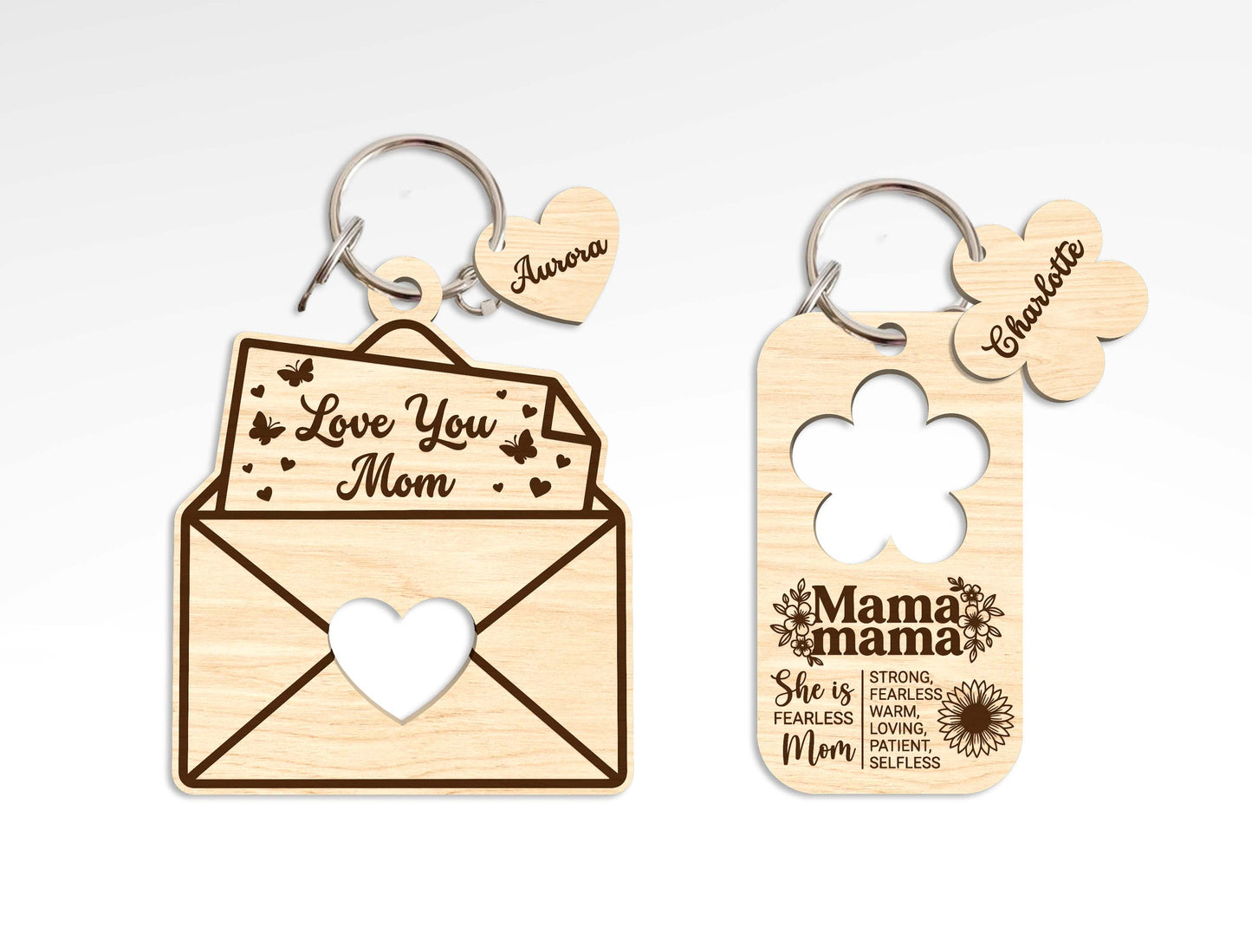 Mother's Day Keychain Gift SVG Bundle Laser Cut File for Glowforge and xTool