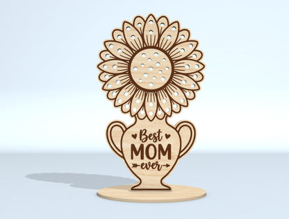 Mother's Day Flower Holder SVG Bundle Freestanding Floral Laser Cut File for LightBurn and xTool