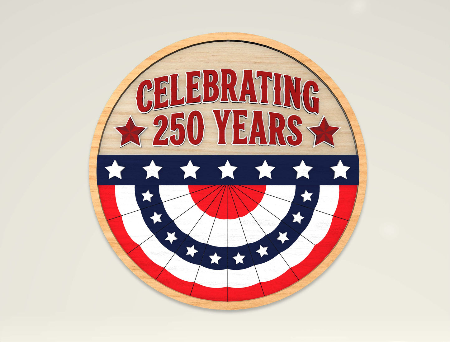 Patriotic Round Sign SVG Bundle Laser Cut File for Glowforge