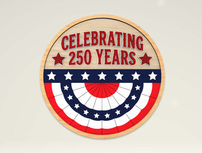 Patriotic Round Sign SVG Bundle Laser Cut File for Glowforge