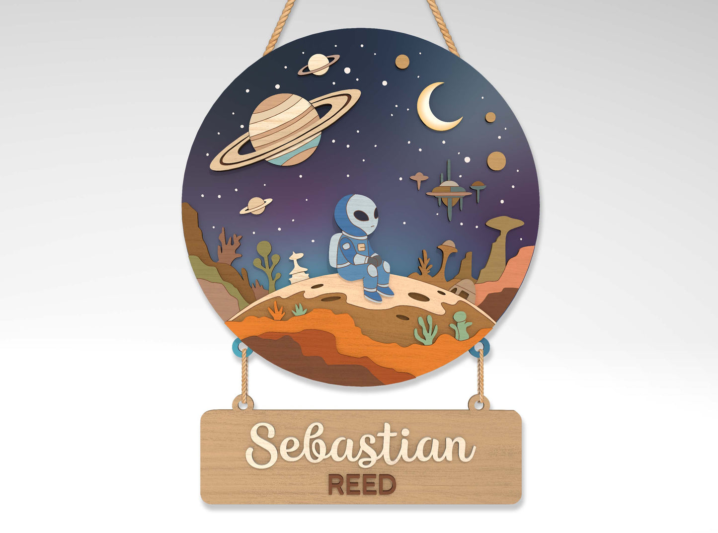 Personalized Space Nursery Sign SVG for Glowforge and LightBurn